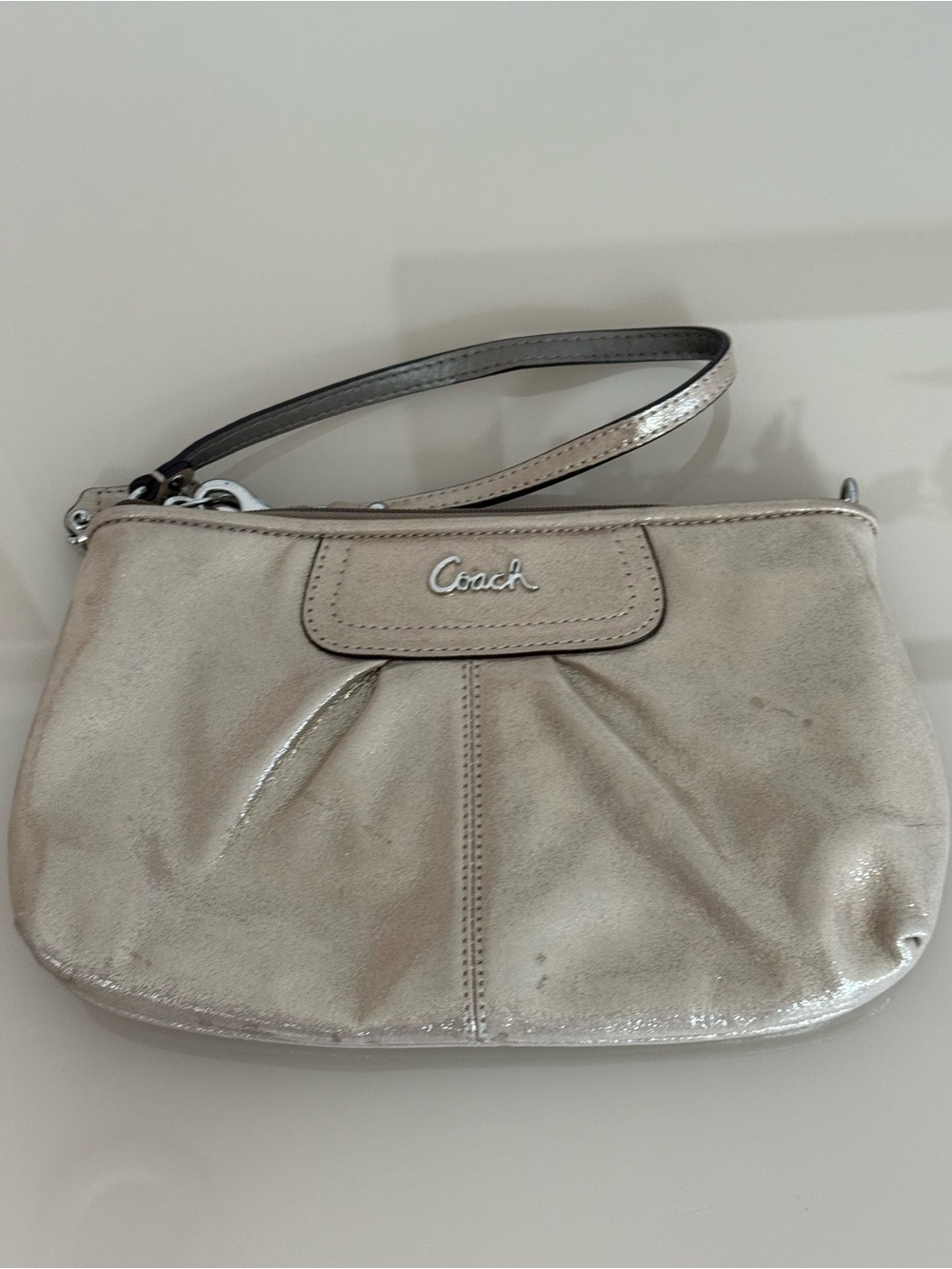 Coach light gold Metallic Wristlet Clutch